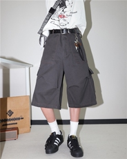 水洗高街重磅工装七分短裤男款夏季cleanfit阔腿休闲百搭直筒裤子，男装休闲裤，电商B315
