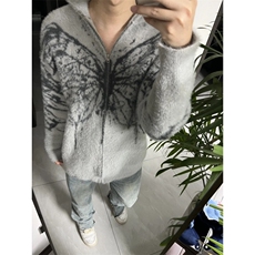 美式复古蝴蝶提花拉链毛衣男女秋冬季潮牌街头针织外套LM2399-P56，男装针织衫/毛衣，星座1008