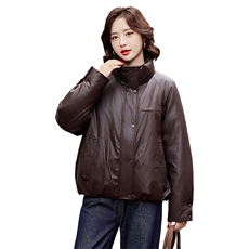 2025年新款90白鸭绒休闲皮衣款羽绒服女，女装羽绒服，阳光伊恋