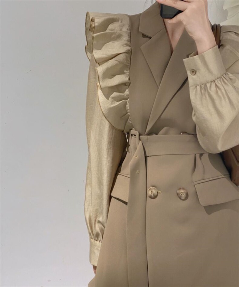 荷叶边西装裙外套，女装西装，驿谷