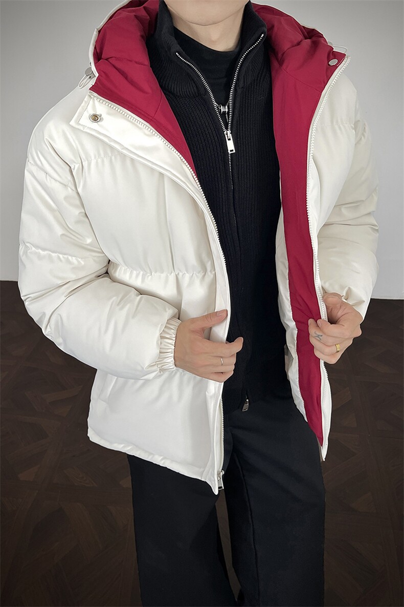 冬季clean撞色棉服中性加厚连帽短款棉衣HZ8811-特P68不议价,男装棉衣,星座610B-1