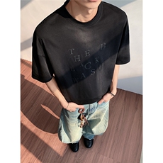 25夏新男高品胶印圆领扎染字母全棉短袖T恤705-1-T015-P45无差价，男装T恤，星座705-1
