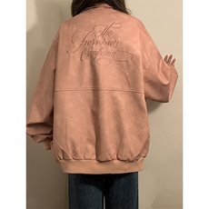 中性做旧面料字母刺绣皮衣金属装饰大码M-5XL夹克JK77861P95控158，男装皮衣，星座227-7