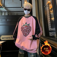 抖音得物供货提供视频秋冬重磅美式宽松织带圆领卫衣0732，男装卫衣，电商A486