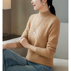 秋冬季35%羊绒简约休闲百搭时尚七针半高羊绒衫，女装羊绒衫，云暖羊山羊绒