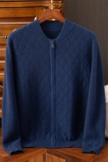 2024秋季新款羊绒长须拉链开衫休闲舒适，男装羊绒开衫，米亚康羊绒