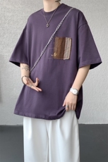 8XL-M高品质纯棉美式复古宽松简约百搭学院风短袖T恤上衣男DX343，男装T恤，电商D206-1