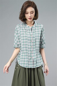 高端棉麻女夏季休闲2025新款时尚减龄太洋气小个子,女装衬衫,奕阳依阁,中纺服装城 高端棉麻女夏季休闲2025新款时尚减龄太洋气小个子,女装衬衫,奕阳依阁,中纺服装城