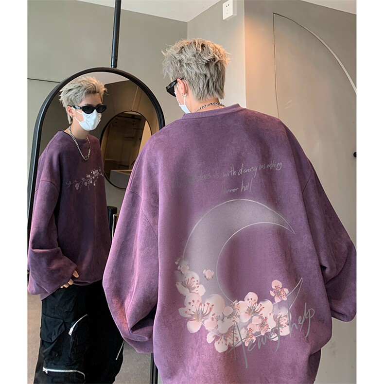 秋季新款美式潮流麂皮绒卫衣男潮宽松上衣外套WH8822-P45,女装短外套,电商B295
