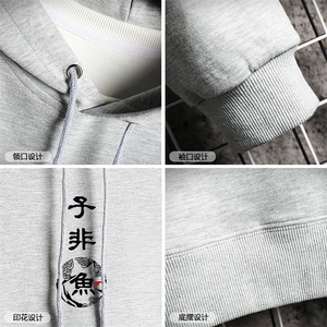 WY2070-P40 纯连帽卫衣男大码运动帽衫宽松薄外套 网格挂拍图片