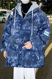 新款冬季加厚连帽棉衣休闲保暖面包棉服假两件外套男33231P115图片