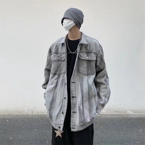 韩版扎染渐变夹克男女春秋港风休闲情侣水洗牛仔外套~JK549~65图片