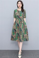 现货2022年夏季新款女装休闲棉麻连衣裙文艺气质收腰显瘦高端裙子，女装连衣裙，琦鑫阁（原依鑫阁）