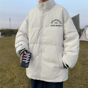 棉衣男韩版潮流高街帅字母刺绣拼色2024冬季ins宽松外套MF073-P81图片