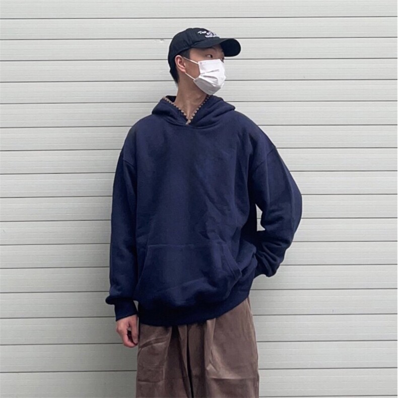 抖音得物高品质二开25秋冬美式重磅宽松纯色连帽贝壳刺绣卫衣W63,男装卫衣,电商A486-1