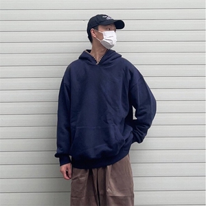 抖音得物高品质二开 25秋冬美式重磅宽松纯色连帽贝壳刺绣卫衣W63图片
