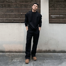 抖音得物高品质二开支持退换26春装美式男宽松曼巴纯色圆领卫衣，男装卫衣，电商A443