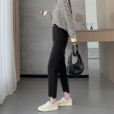 毛呢直筒哈伦裤女秋冬季高腰宽松显瘦小个子九分烟管休闲裤，女装休闲裤，云美莎专业女裤-全店现货