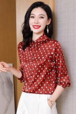 高级感真丝衬衫女印花真丝长袖2026年春秋新款宽松翻领上衣衬衣，女装衬衫，阿舍尔精品