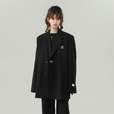 中性风金属搭扣西服女成分：96%聚酯纤维4%氨纶XF77068P85控128，男装西服，星座226-1