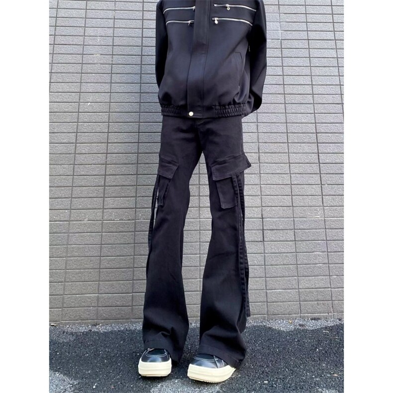 美式工装牛仔裤多袋街头潮牌宽松直筒微喇休闲长裤K71396-P45网图,男装牛仔裤,电商B245