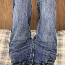 网图现货美式高腰复古蓝直筒宽松休闲牛仔裤女K0675/P45，男装牛仔裤，星座205-3