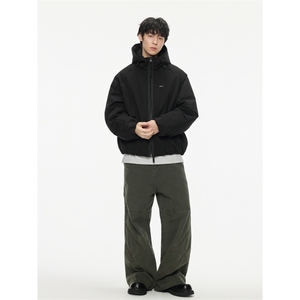 2025冬季新款纯色简约插肩袖连帽羽绒服男潮牌百搭保暖羽绒服外套图片