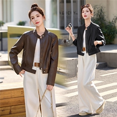 红棕色皮衣外套女春秋季2026新款小个子港风复古高级感皮夹克机车，女装皮衣，潮流依族