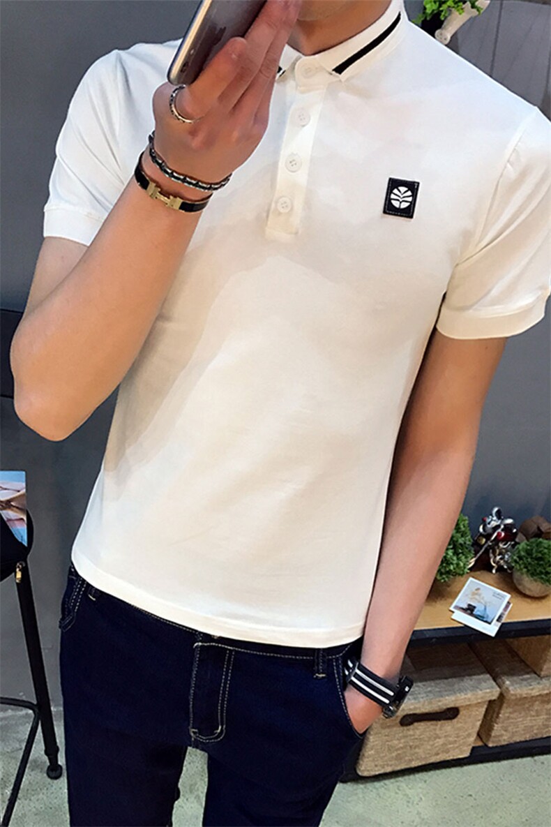 休闲修身免烫处理青少年2021年潮青春流行夏季棉毛布圆领Polo衫,男装Polo衫,电商A313