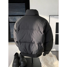 现货5W件冬季三防重磅硬挺boxy短款羽绒立领PU皮棉衣外套加厚棉服，男装棉衣，电商A486