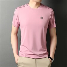 G17528男式2023年夏季新款冰丝T恤衫纯色男短袖圆领休闲体恤P48,男装T恤,电商B360