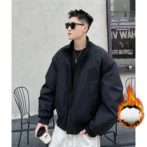 抖音得物 美式潮休闲夹克春季立领纯色复古工装加厚棉服外套AMY02图片