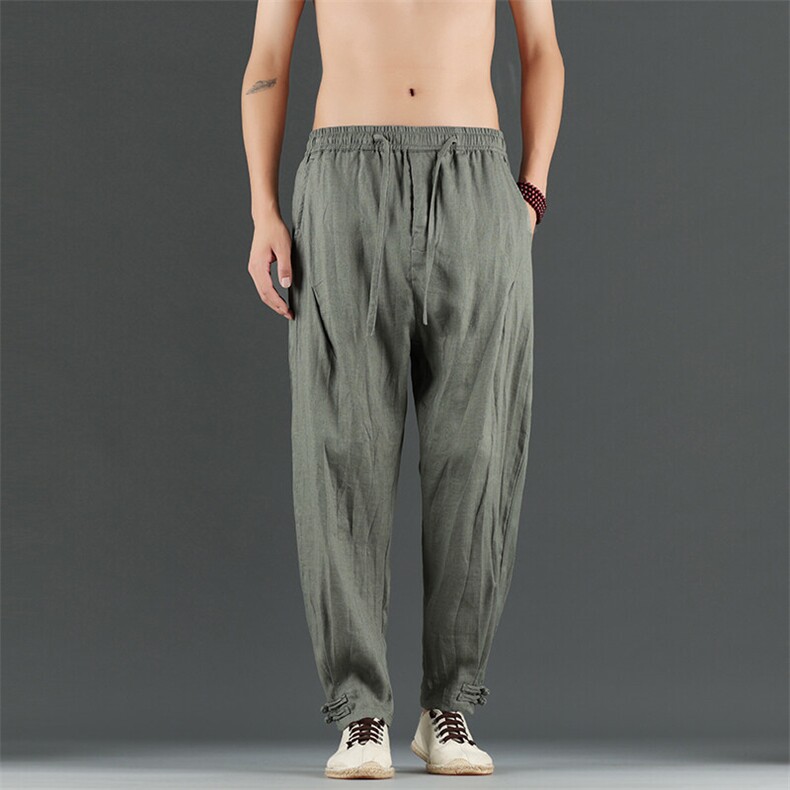 纯亚麻脚口盘扣休闲裤星座815-8612p110,男装休闲裤,星座815（原A203）