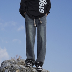 美式牛仔裤男春季潮牌宽松水洗直筒裤黑色XZ225-3-CK827-P55控75，男装牛仔裤，星座225-3