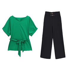 高级感通勤职业套装女2024新款夏季干练气质时尚洋气阔腿裤两件套，女装套装/套裙，火爆靓佳人