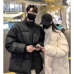 情侣装冬装 港风pu软皮刺绣棉服 棉衣休闲加厚外套男 G1108 P128图片