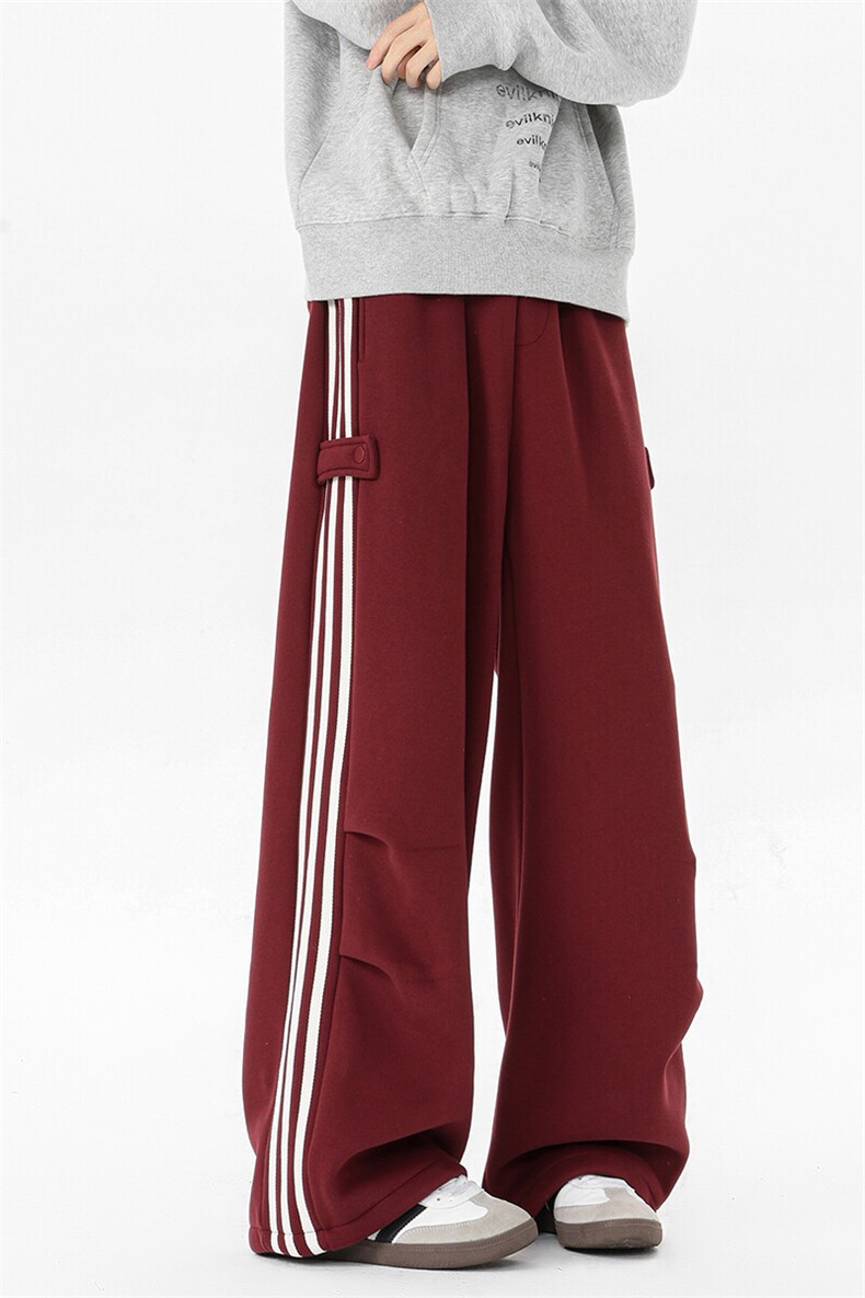8XL-M奥粒绒加绒休闲裤男三条杠条纹运动裤宽松卫裤K9121P58控78,男装休闲裤,电商D206-1