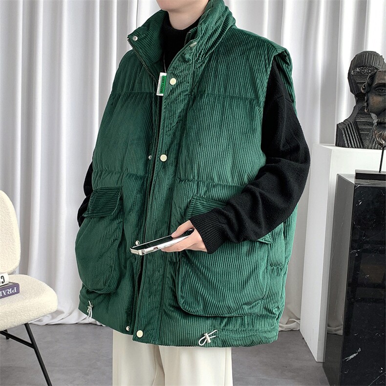 冬款加棉加厚背心棉服港风纯色立领马甲外套男士8156-P95控价118,男装背心/马甲,电商A441-1