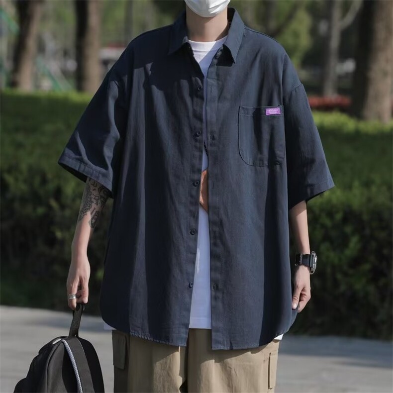 衬衫男短袖韩版潮流帅文艺2026夏季新款ins宽松百搭外套CY234-P39,男装T恤,星座412