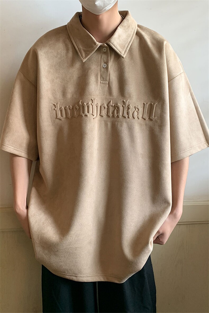麂皮绒钢印POLO衫翻领夏季短袖T恤T22P45,男装T恤,电商A458A