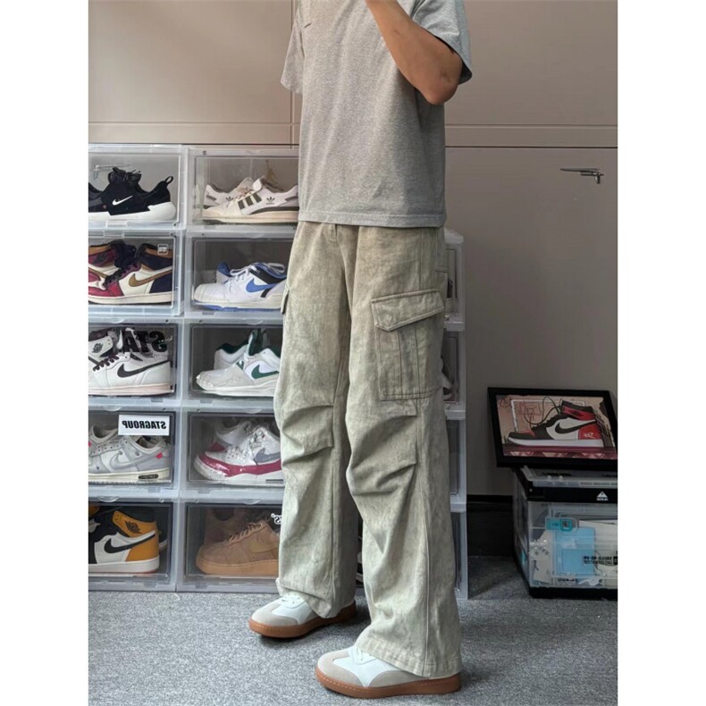 【有货的】杏色扎染工装裤男女美式复古大口袋裤子G810WW-特P58,男装工装外套,星座1007（原301D）