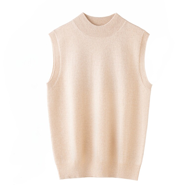 2025秋冬新款女羊绒衫100%纯羊绒半高领薄款纯色针织套衫马甲背心，女装马甲，濮尚羊绒