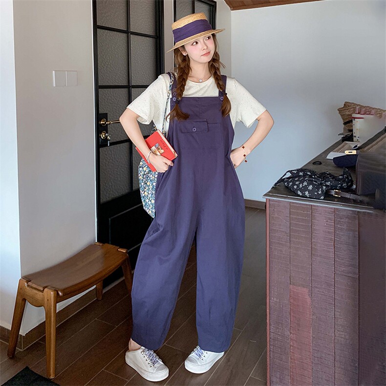 紫色宽松背带裤休闲女2025夏季新款高级感简约显瘦时尚,女装休闲裤,2C085