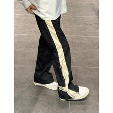 【网图有货】侧边条纹拼接双拉链绑带裤子男美式高街K028CC-P46，男装休闲裤，星座1007（原301D）