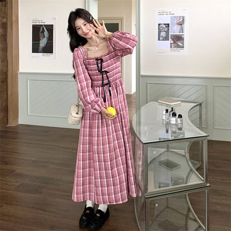 现货春季新款打揽格子连衣裙25019P130K188,女装连衣裙,2D035
