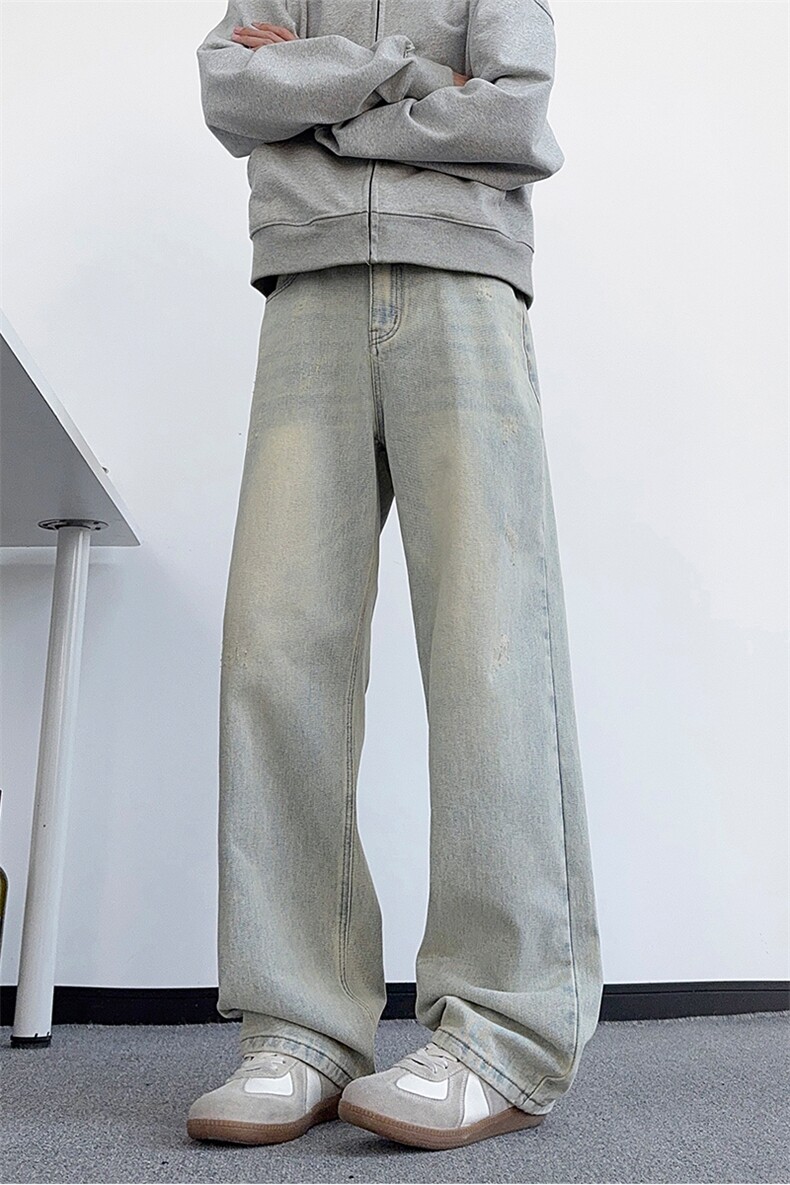 B221美式ins高街暗黑百搭宽松直筒牛仔裤LK25599-特P38控68,男装牛仔裤,电商B221