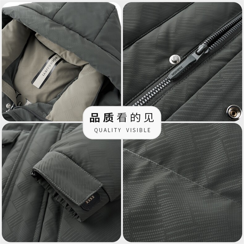 2026冬白鸭绒羽绒服户外男短款加厚帽可脱卸保暖高级外套男士潮服,男装羽绒服,钱塘6003（原4033）