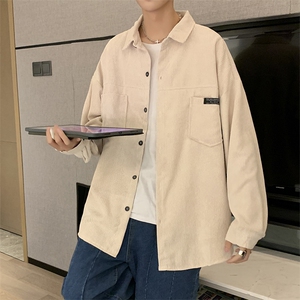 灯芯绒衬衫男春秋款潮牌ins港风痞帅长袖衬衣复古外套  W2194-P33图片