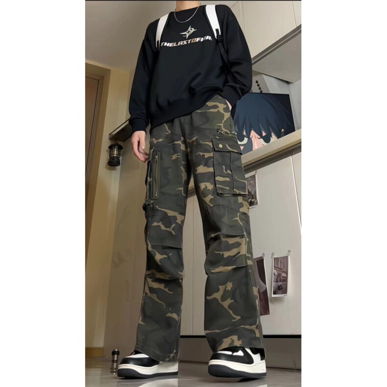 美式hiphop重磅迷彩工装裤男女宽松直筒显瘦休闲长裤潮GJ399P65，男装工装外套，电商D256A(原A064A)