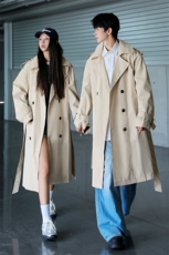 春季2026中长款风衣情侣款大翻领风衣外套男女Q5579-TP85138，男装风衣，电商A102